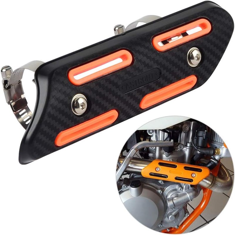 NICECNC Orange 4 Stroke Exhaust Heat Protector Shield Compatible with KTM SXF EXCF SMR 250 350 450 500 Compatible with KAWASAKI KXF 250 450 See Fitment - Image 1